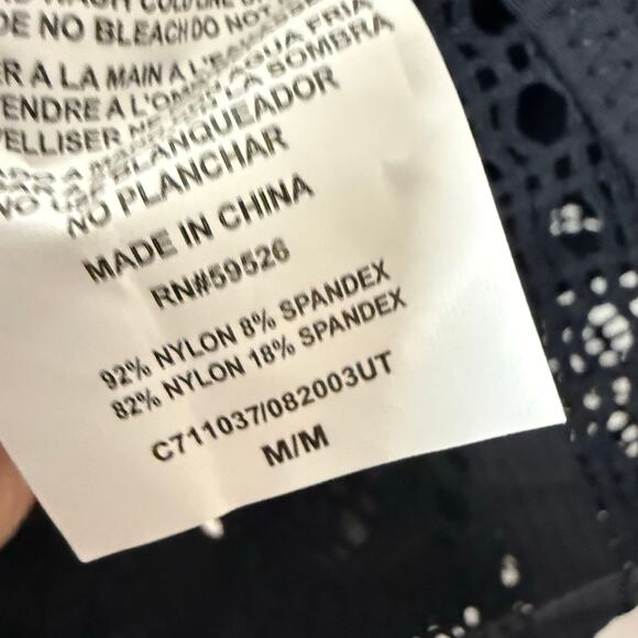 Becca Color Play Plunge Black Lace Open Back One Piece Swimsuit Size Medium - Picture 12 of 12